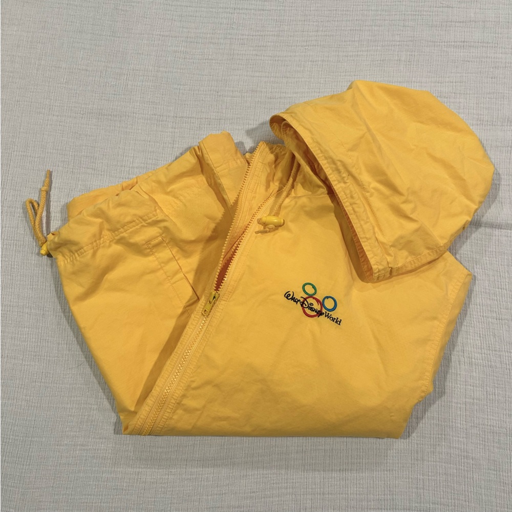 Vintage Disney World Yellow Windbreaker Jacket w/ Embroidered Mouse Ears Logo